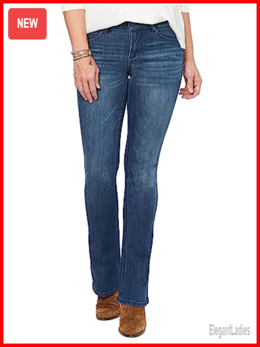 Mid Rise Bootcut Jeans with Super Stretch Denim
